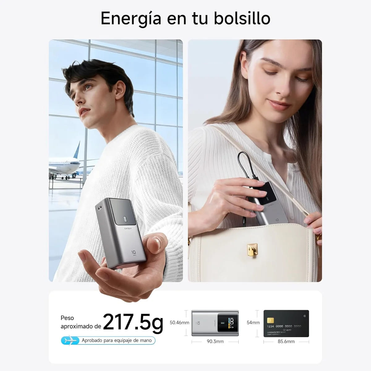 POWER BANK TIPO C CUKTECH 10 MINI 55W 10000 MAH PANTALLA GRIS - 7