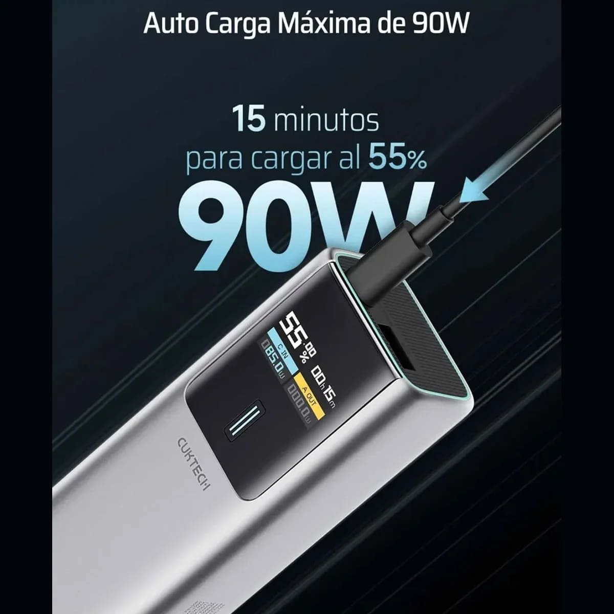 POWER BANK TIPO C CUKTECH 10 PLUS 120W 15000 MAH PARA LAPTOP - 4