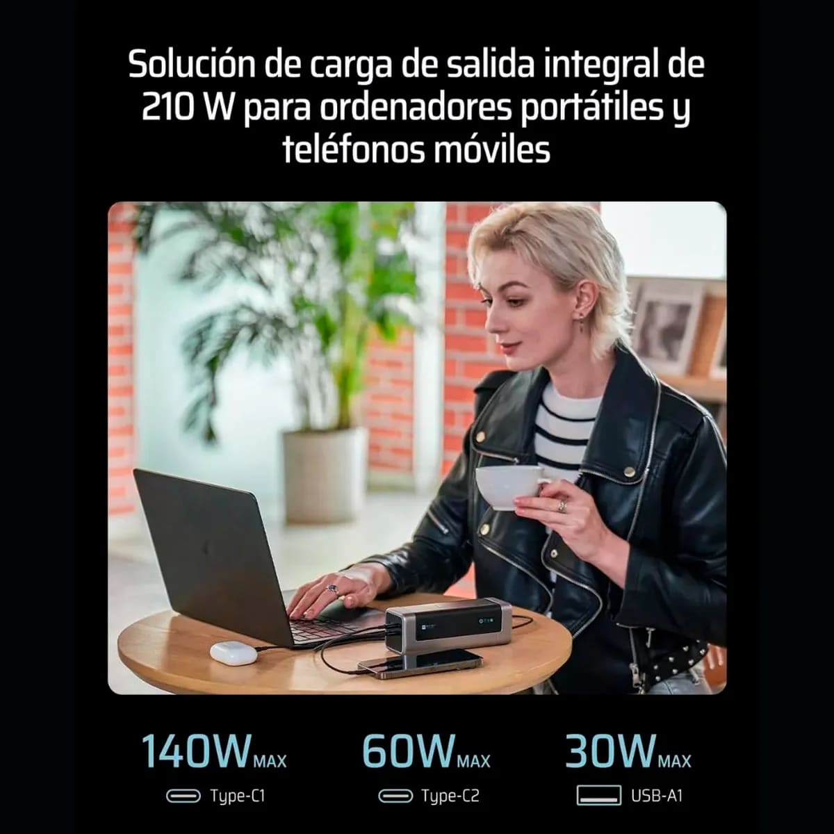 POWER BANK CUKTECH P23 210W 25000 MAH PANTALLA TFT PREMIUM NEGRO - 8