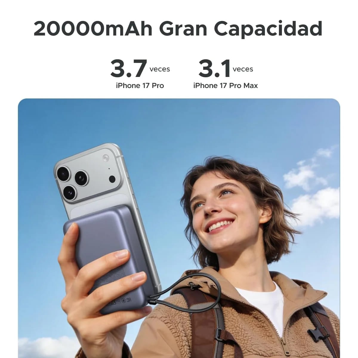 POWER BANK MAGNETICO UGREEN PB567 QI2 20000 MAH 30W CABLE INTEGRADO - 4