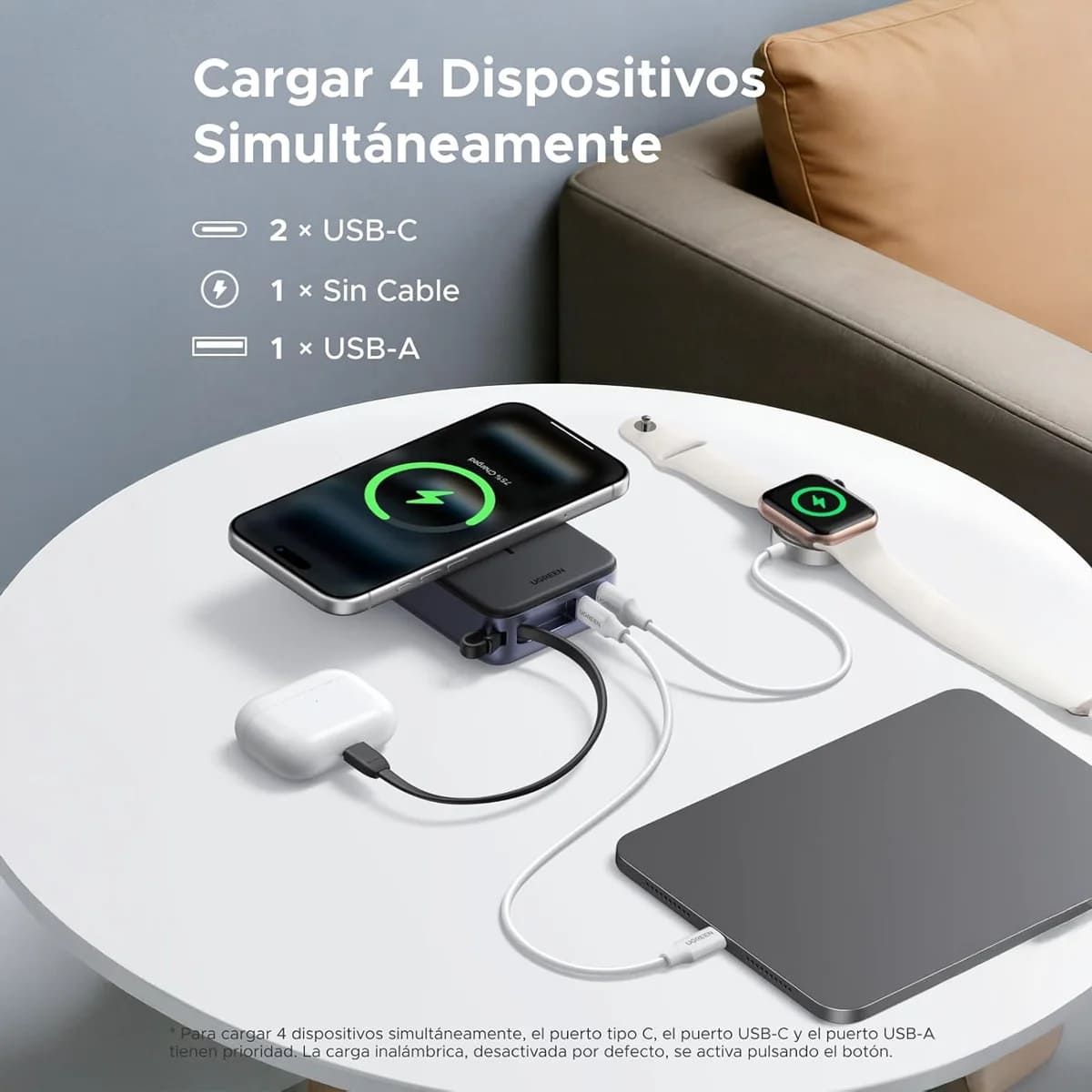 POWER BANK MAGNETICO UGREEN PB567 QI2 20000 MAH 30W CABLE INTEGRADO - 6