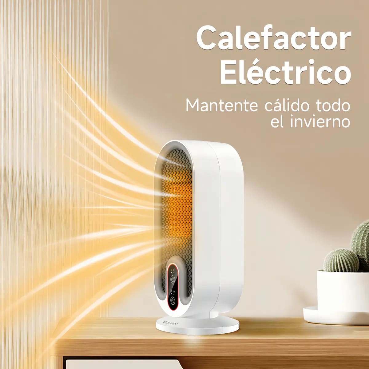 CALEFACTOR ELECTRICO BOMIDI H6 CON TEMPORIZADOR Y REGULABLE COLOR BLANCO - 2