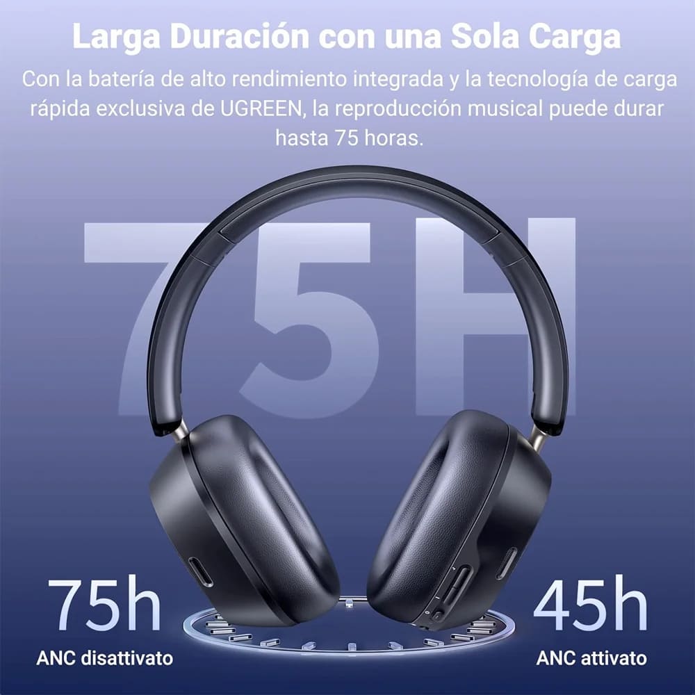 AUDIFONOS UGREEN HITUNE MAX5C ANC SONIDO ESPACIAL HIRES LDAC NEGRO - 4