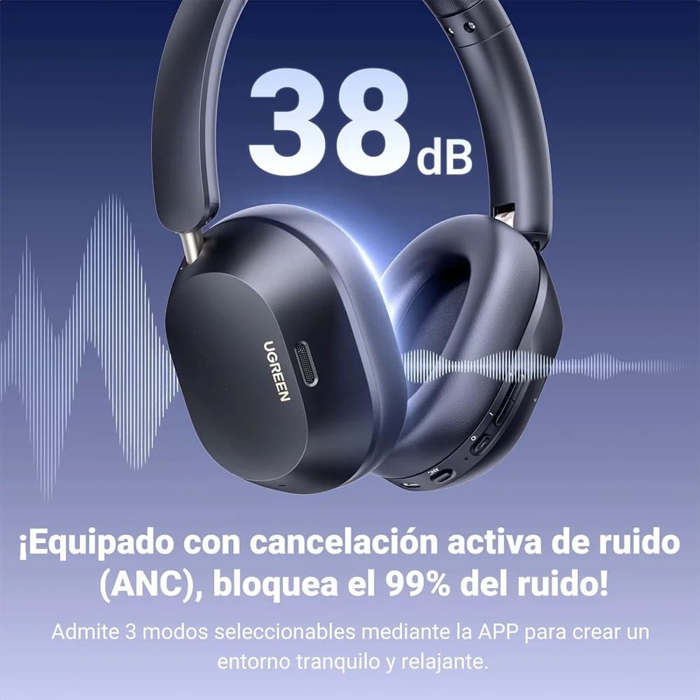 AUDIFONOS UGREEN HITUNE MAX5C ANC SONIDO ESPACIAL HIRES LDAC NEGRO - 5
