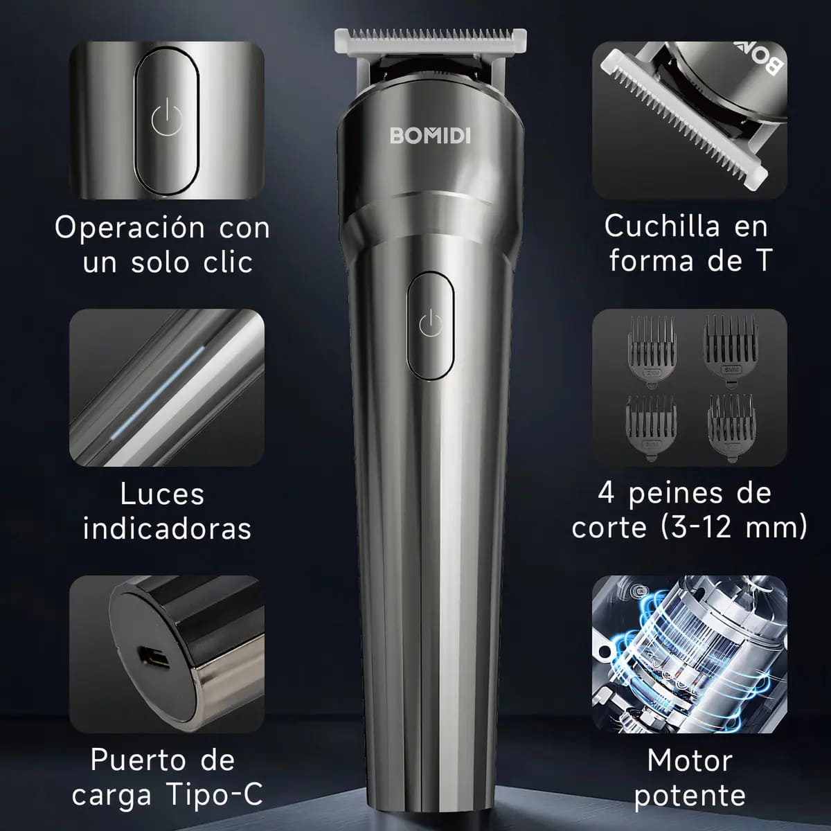 CORTADORA DE CABELLO 3 EN 1 BOMIDI L2 RECARGABLE 4 NIVELES - 3