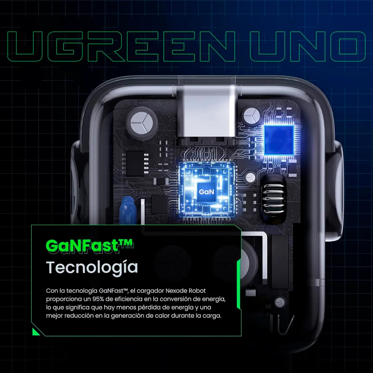 CARGADOR UGREEN CD359 30W ROBOT GAN TIPO C NEXODE GRIS - 4