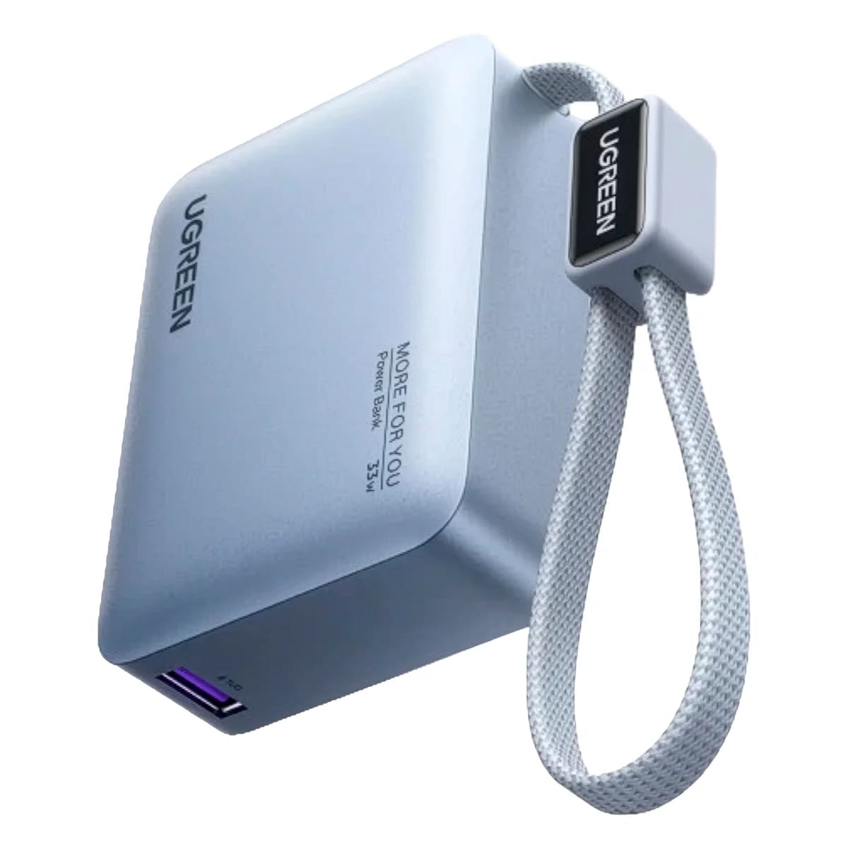 MINI POWER BANK UGREEN PB584 33W 10000 MAH PANTALLA CON CABLE TIPO C CELESTE - 2
