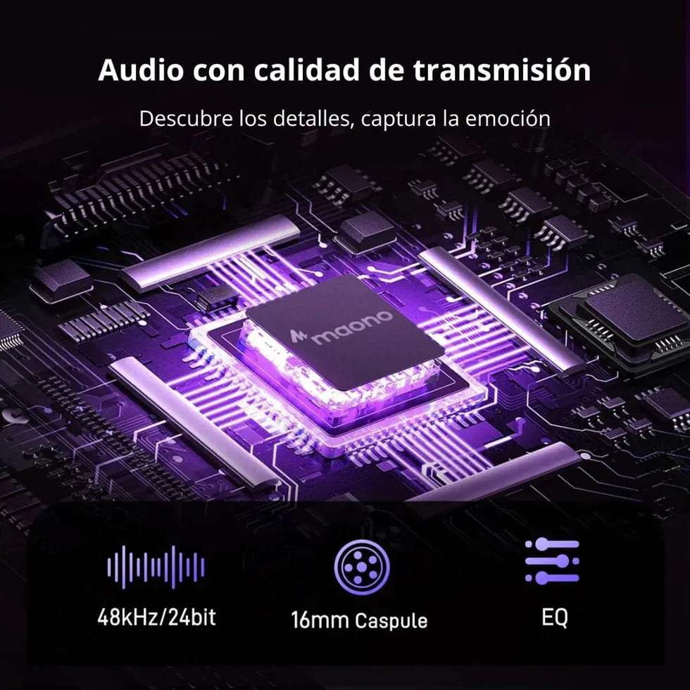 MICRÓFONO GAMER INALÁMBRICO MAONO DM40 PRO RGB USB-C CON BRAZO Y REDUCCIÓN DE RUIDO - 3