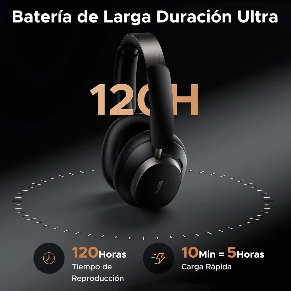 AUDIFONOS DIADEMA UGREEN STUDIO PRO ANC HI-RES LDAC 120 HORAS NEGRO - 3