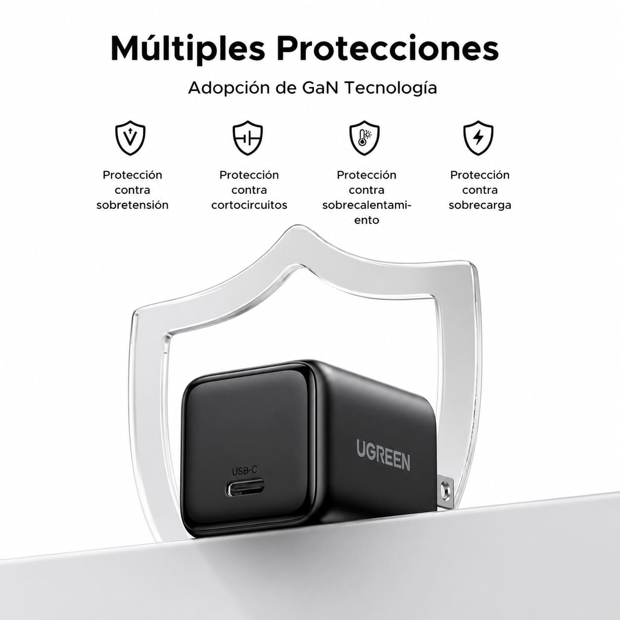 CARGADOR UGREEN X513 30W USB-C GAN CARGA RAPIDA PD NEGRO - 3