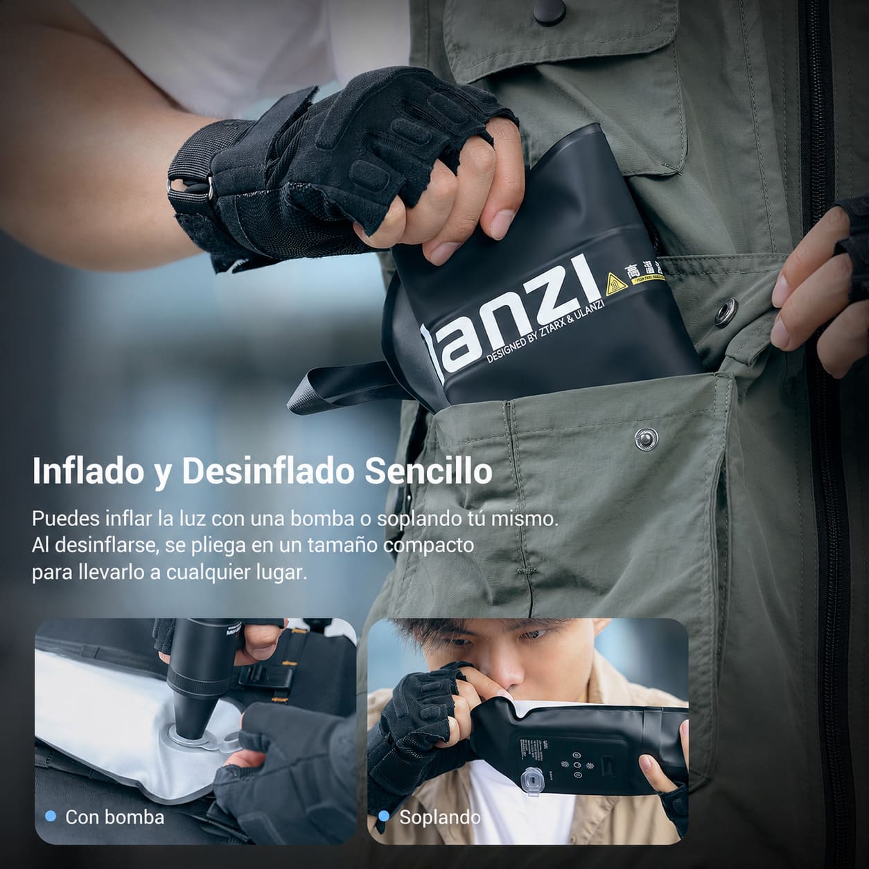 ULANZI UA12 TUBO DE LUZ INFLABLE BICOLOR 12W LED 2700K-6500K CRI95 NEGRO - 6