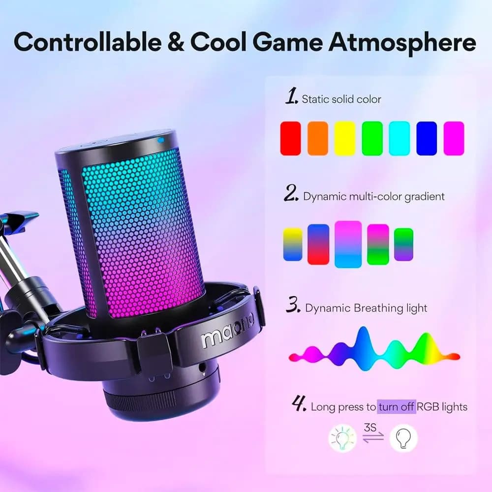 MICROFONO MAONO DGM20 GRABACIÓN STREAMING RGB USB - 5