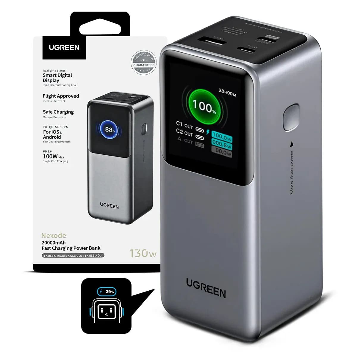 POWER BANK UGREEN PB721 20000MAH CARGA RAPIDA 130W - 1