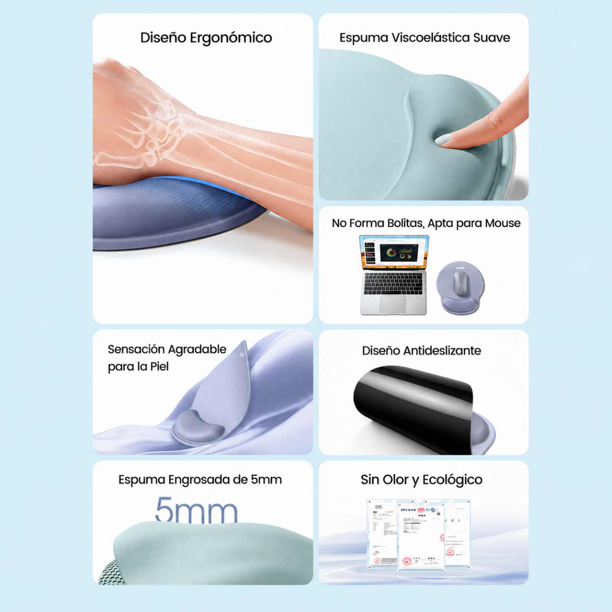 MOUSES PAD UGREEN LP668 ERGONOMICO REPOSAMUÑECAS MEMORY FOAM VERDE - 2