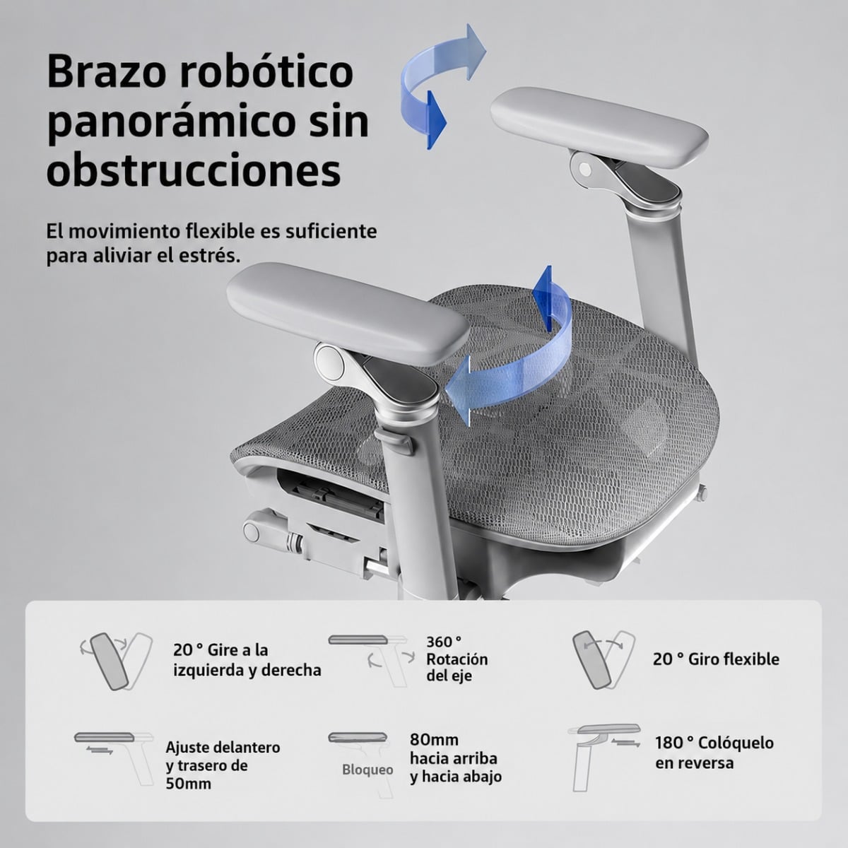 SILLA ERGONOMICA HAVEN E3 PRO WING DOBLE RESPALDO LUMBAR ALAS GRIS - 3