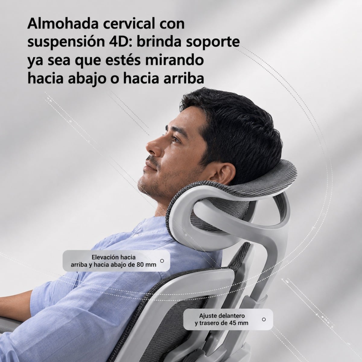 SILLA ERGONOMICA HAVEN E3 PRO WING DOBLE RESPALDO LUMBAR ALAS GRIS - 4