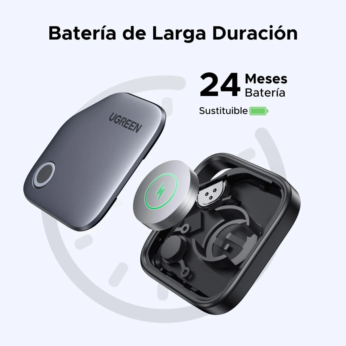 RASTREADOR BLUETOOTH UGREEN FINE TRACK PARA APPLE FIND MY PILA REEMPLAZABLE - 5