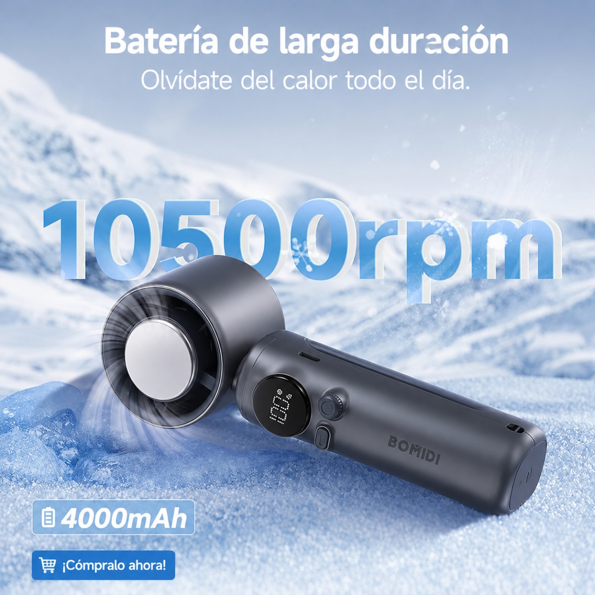 MINI VENTILADOR BOMIDI MF01 NEGRO PORTÁTIL RECARGABLE - 3