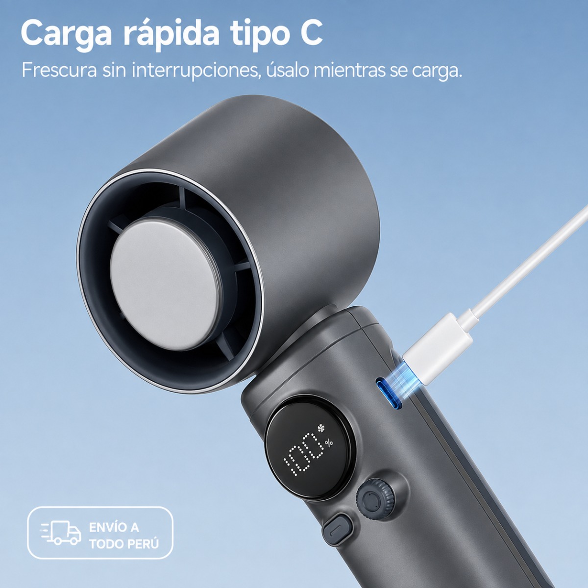MINI VENTILADOR BOMIDI MF01 NEGRO PORTÁTIL RECARGABLE - 6