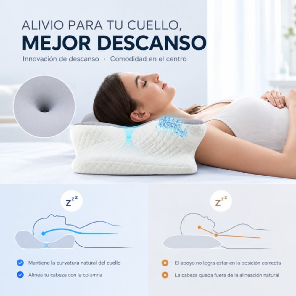 ALMOHADA CERVICAL DE ESPUMA VISCOELÁSTICA HAVEN MEMORY FOAM BLANCO - 3