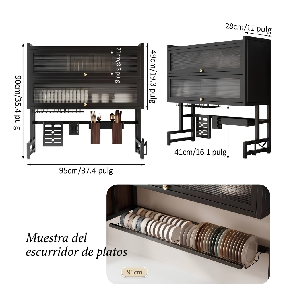 ESCURRIDOR DE PLATOS 2 NIVELES ORGANIZADOR SECAPLATOS COCINA - 4
