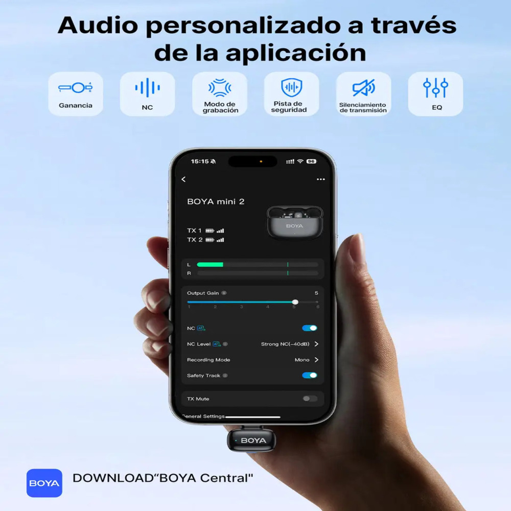 MICRÓFONO INALÁMBRICO BOYA MINI DOBLE USB-C CELULAR PC NEGRO - 3