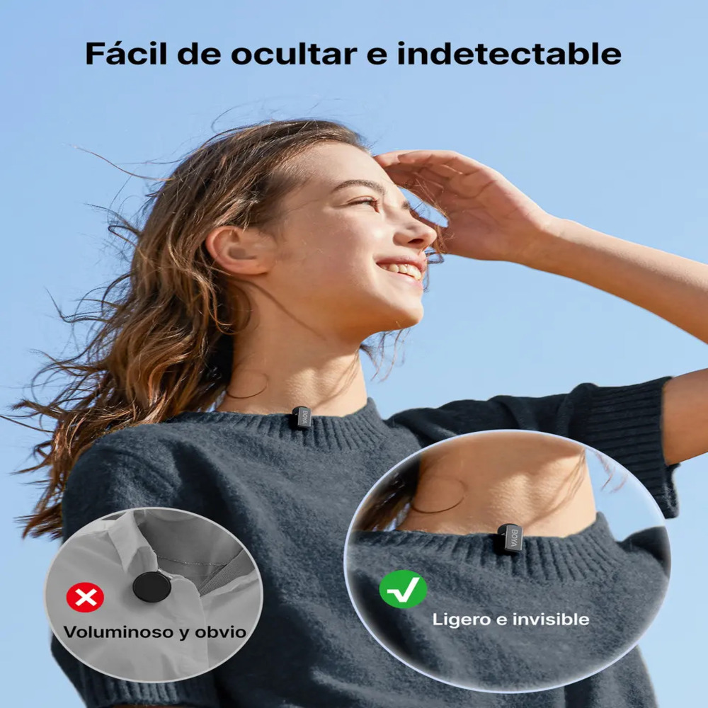 MICRÓFONO INALÁMBRICO BOYA MINI DOBLE USB-C CELULAR PC NEGRO - 7