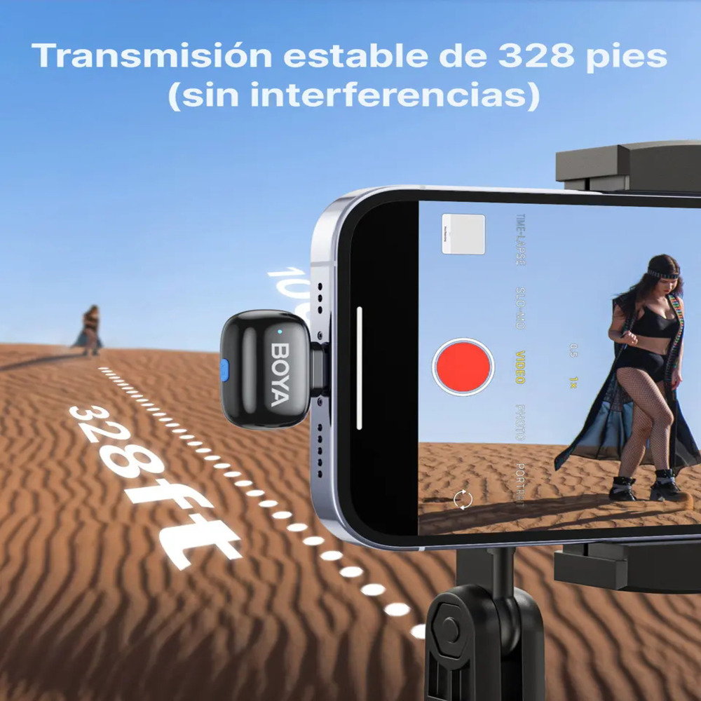 MICRÓFONO INALÁMBRICO BOYA MINI DOBLE USB-C CELULAR PC NEGRO - 8