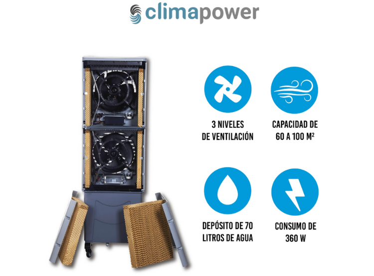 ENFRIADOR DE AIRE  PORTATIL ECOLOGICO  3 VELOCIDADES - CPW110 - GRIS - 3