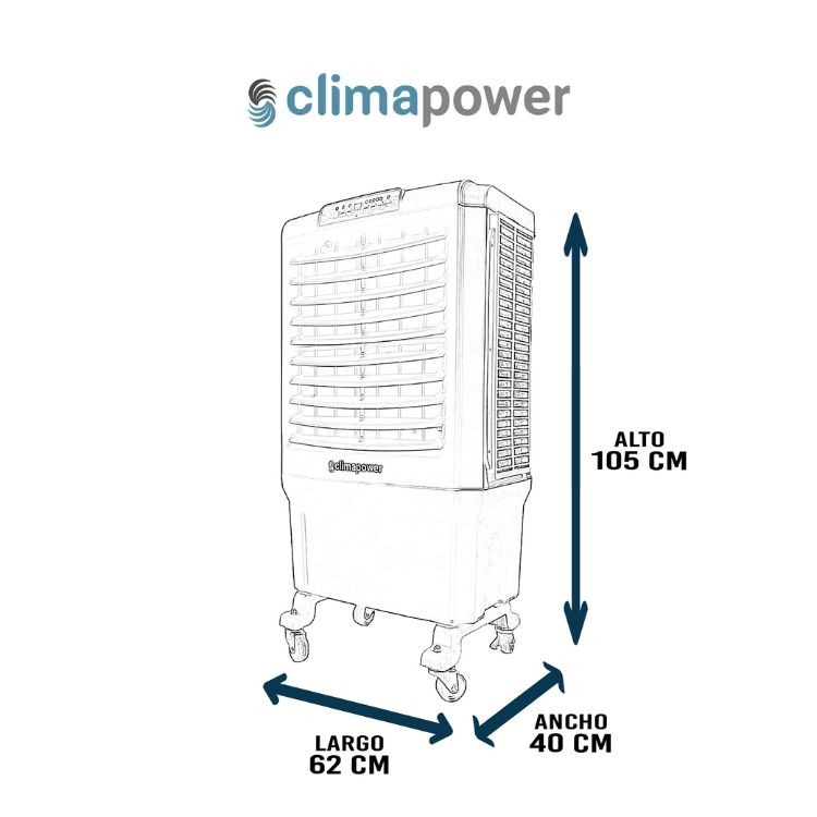 ENFRIADOR DE AIRE CLIMAPOWER 3 VELOCIDADES CPW-35 180 WATTS PORTÁTIL COBERTURA 35MTS NEGRO - 4