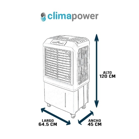 ENFRIADOR DE AIRE CLIMAPOWER 3 VELOCIDADES CPW-50 180 WATTS PORTÁTIL COBERTURA 50 MT2 NEGRO - 4