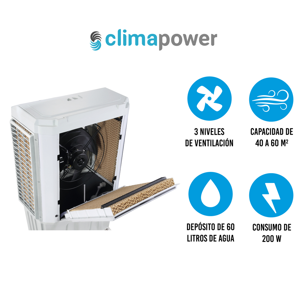 ENFRIADOR DE AIRE PORTÁTIL ECOLÓGICO 3 VELOCIDADES - CPW35S - BLANCO HUMO - 2