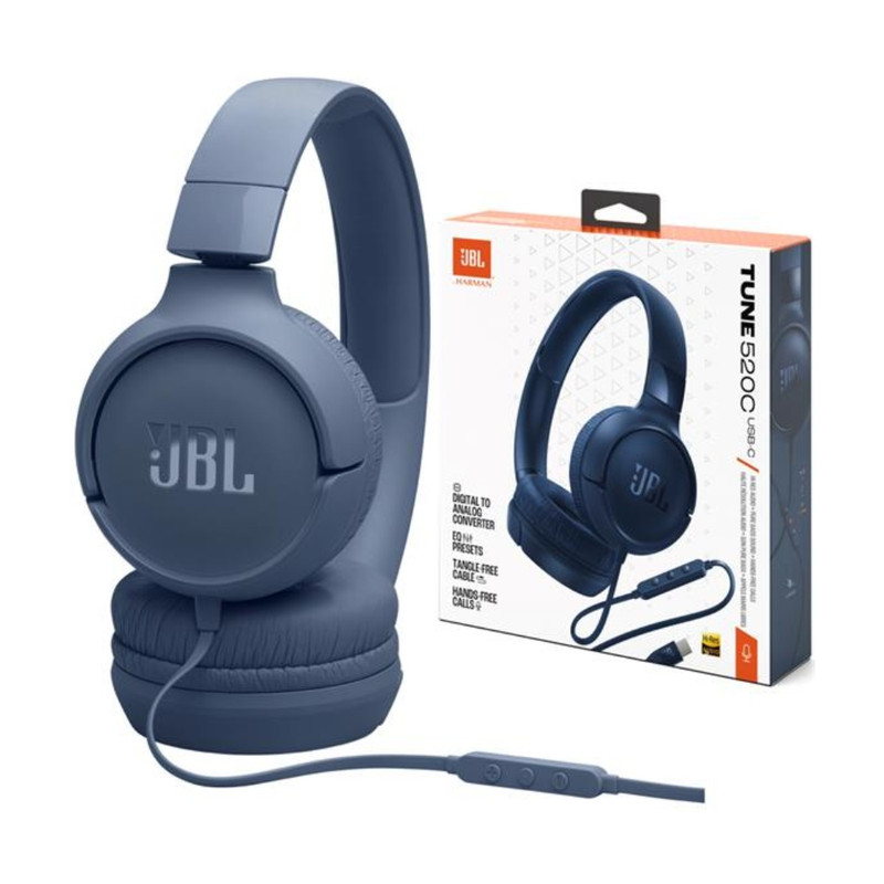 AUDIFONOS JBL TUNE 520C CON CONECTOR USB C HI RES - AZUL - 1