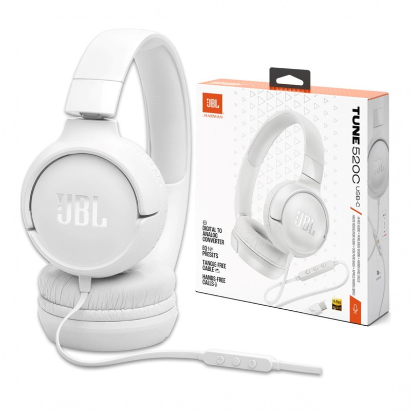 AUDIFONOS JBL TUNE 520C CON CONECTOR USB C HI RES - BLANCO - 1