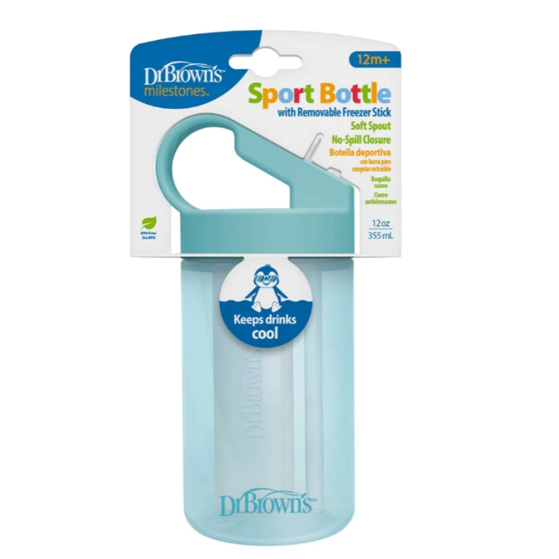 BOTELLA DEPORTIVA CON BARRA DE CONGELADOR CELESTE - 1