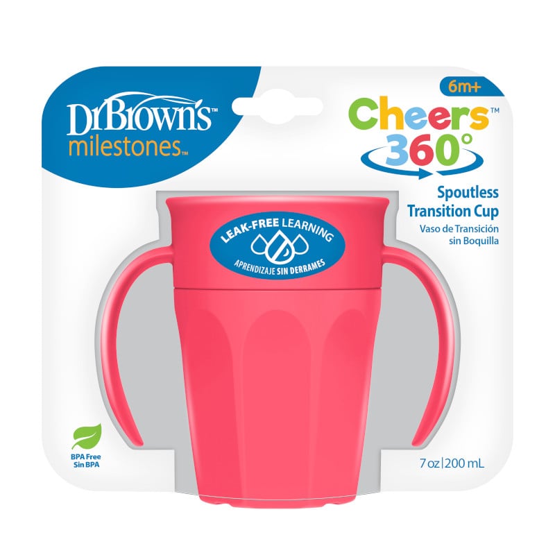 CHEERS 360º VASO DE TRANSICIÓN, 7OZ, CON ASAS, ROSADO - 1
