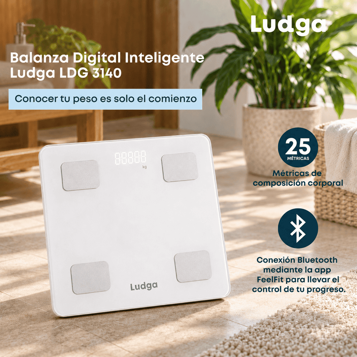BALANZA DIGITAL INTELIGENTE LUDGA LDG 3140 – 25 MÉTRICAS DE COMPOSICIÓN CORPORAL CON BLUETOOTH - 2