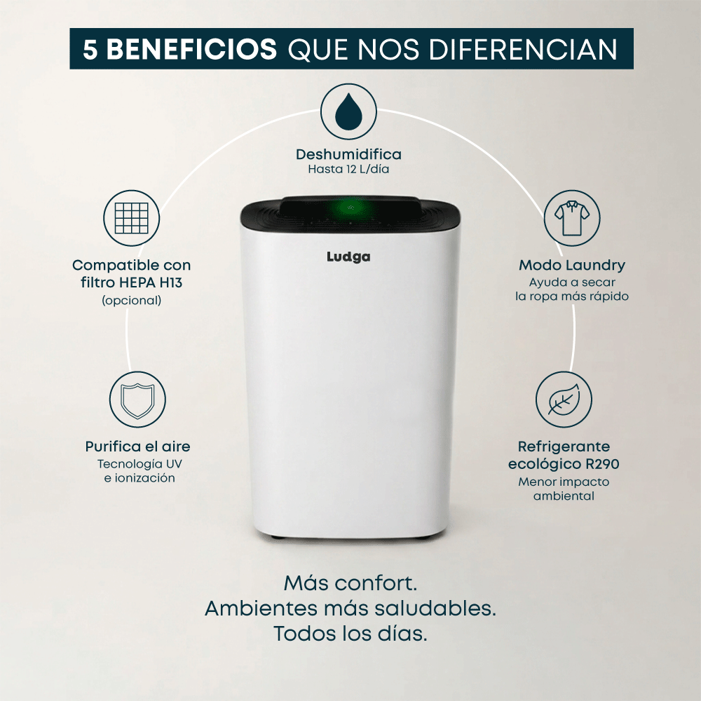 DESHUMEDECEDOR Y PURIFICADOR DE AIRE 2 EN 1 LUDGA LDG-6288 - 2