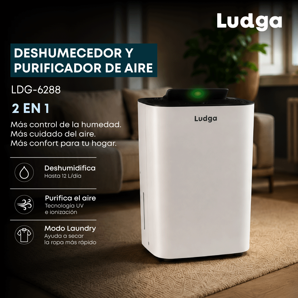 DESHUMEDECEDOR Y PURIFICADOR DE AIRE 2 EN 1 LUDGA LDG-6288 - 7