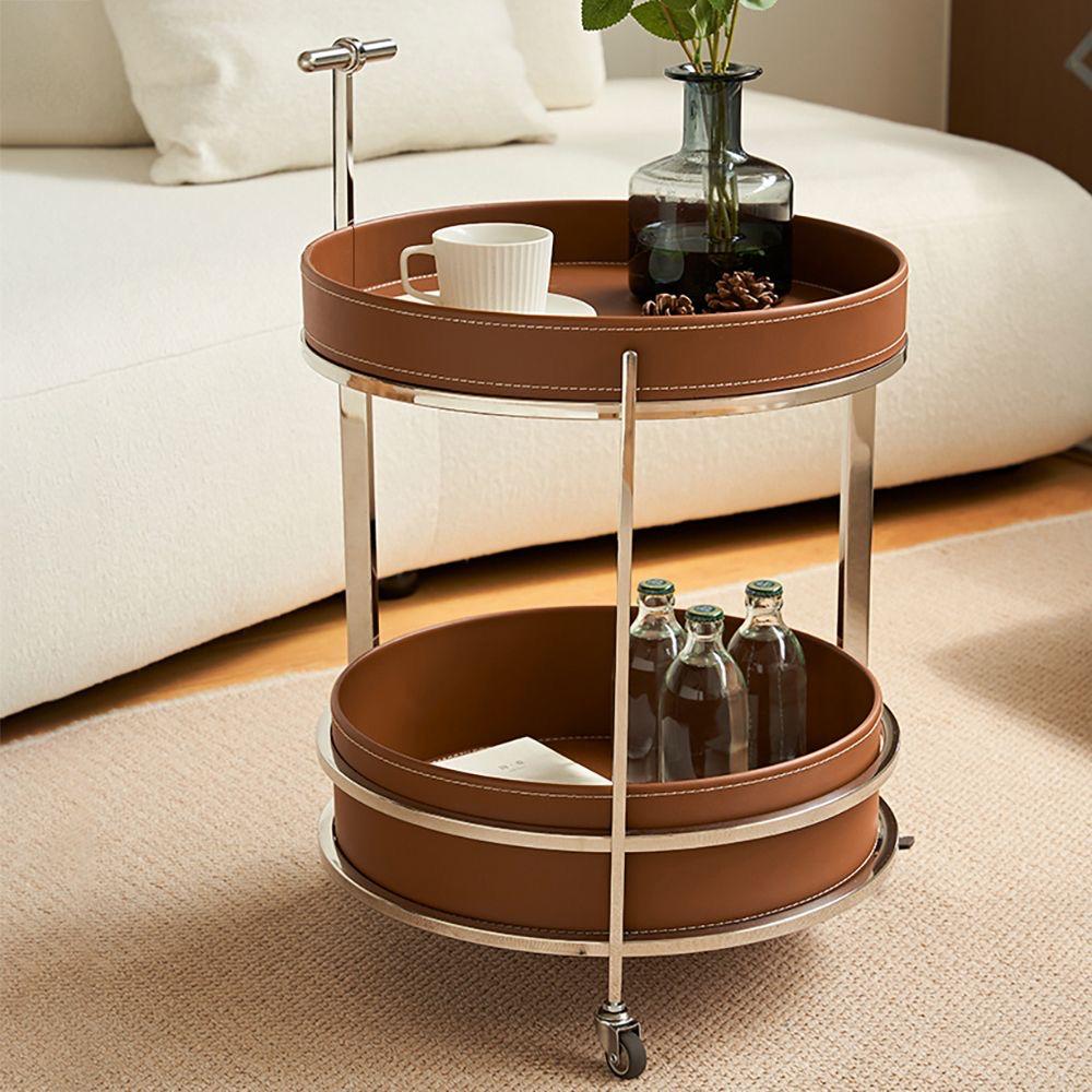 CARRO BAR FINE - ACERO CON CUERO VEGANO 42 X 80 CM - 1