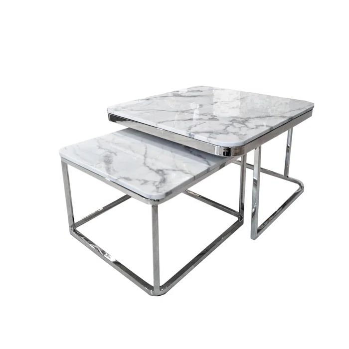 MESA DE CENTRO BARUK - NIDO CUADRADO CON MARMOL - 1