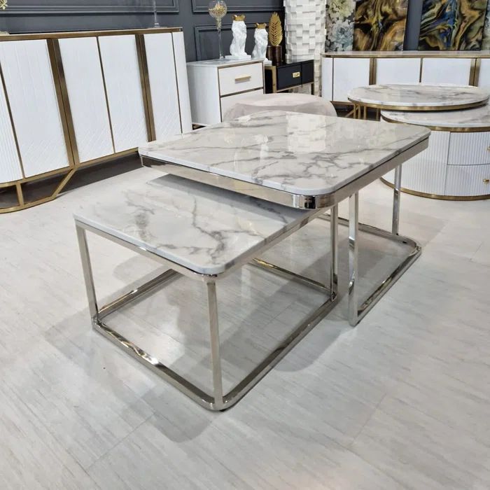 MESA DE CENTRO BARUK - NIDO CUADRADO CON MARMOL - 2