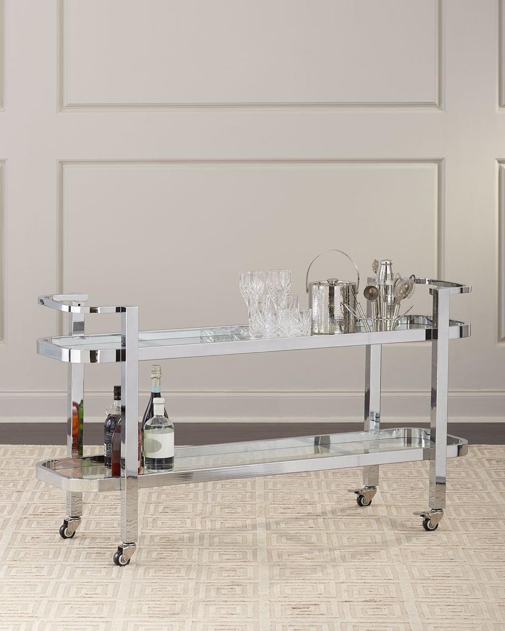 CARRO BAR ROUSS BY CASA CONCEPTO - ACERO INOXIDABLE CON ESPEJO 100 X 40 CM - 1
