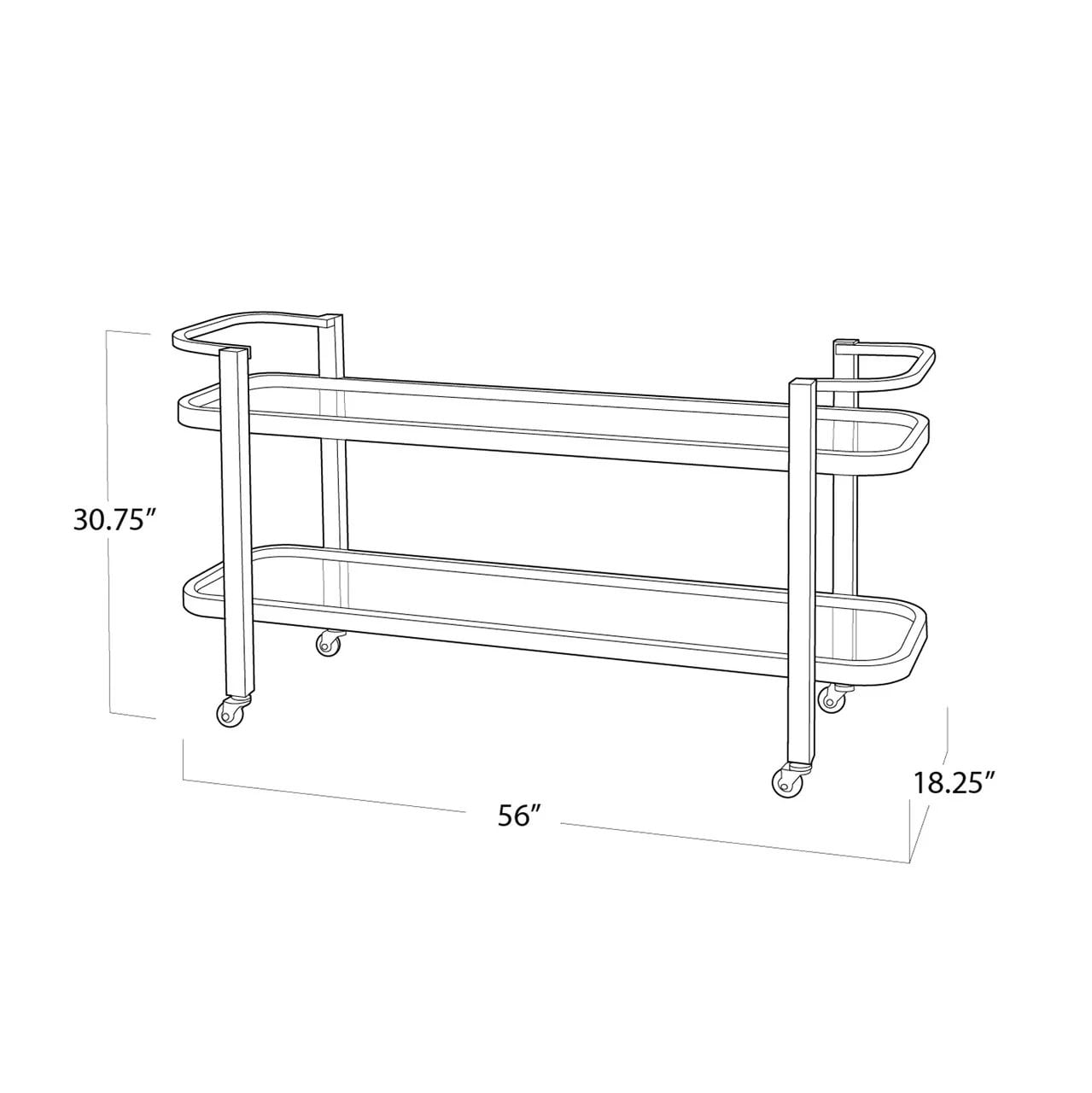 CARRO BAR ROUSS BY CASA CONCEPTO - ACERO INOXIDABLE CON ESPEJO 100 X 40 CM - 3