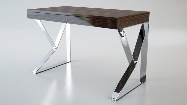 ARAM ESCRITORIO DE CASA CONCEPTO - ACERO INOXIDABLE CON TABLERO ENCHAPADO - 1