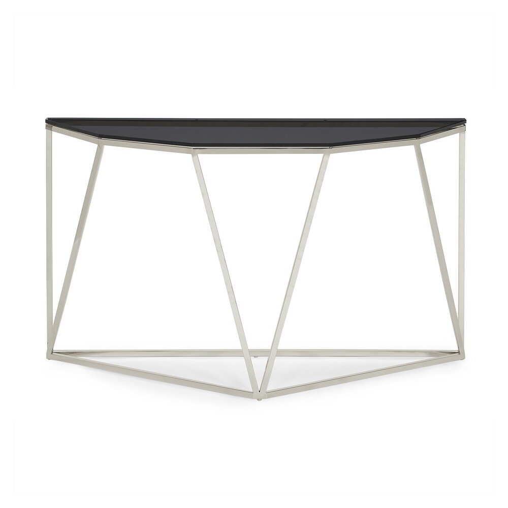 CONSOLA DE ACERO ARLETT - CON VIDRIO LAMINADO NEGRO - 1