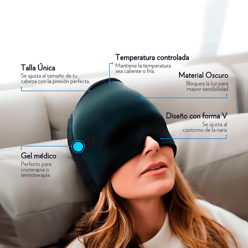 Gorro Terapéutico de Gel para Migraña y Estrés – Cuenta Ovejas - Negro - 4