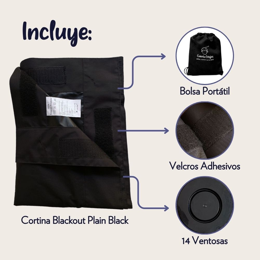 Cortina Blackout Portátil Plain Black Large 150x200cm - Cuenta Ovejas - 3