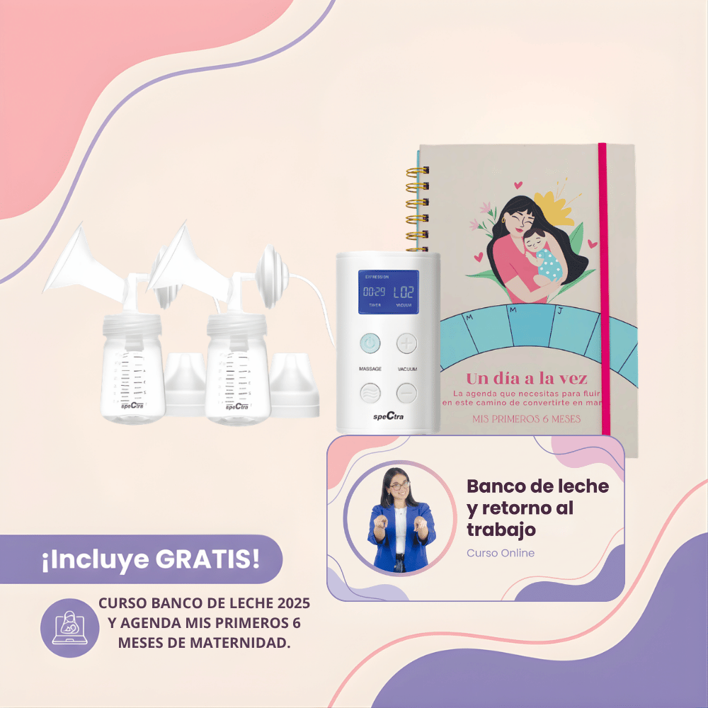 EXTRACTOR DE LECHE DOBLE MANOS LIBRES SPECTRA 9 PLUS + AGENDA - MIS PRIMEROS 6 MESES DE MATERNIDAD + CURSO VIRTUAL: BANCO DE LECH - 1
