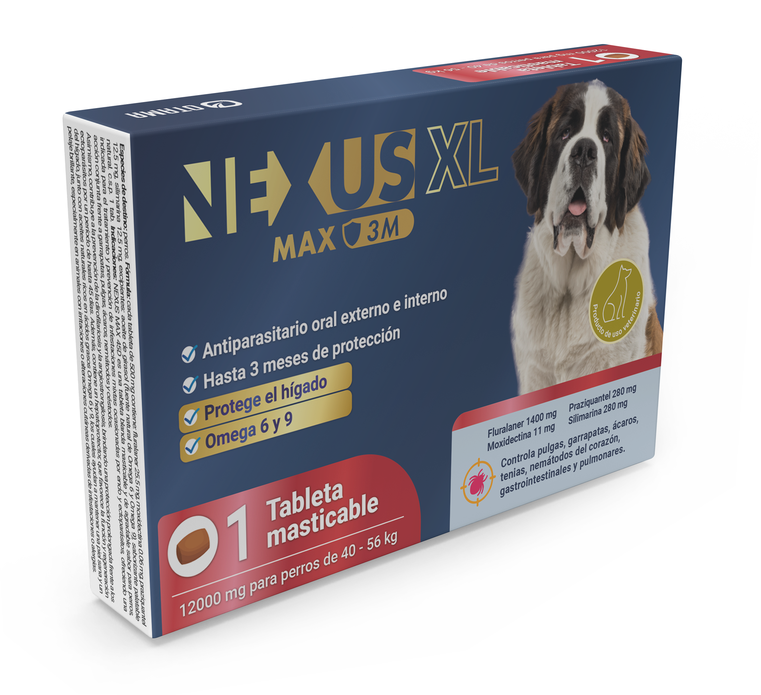 ANTIPULGAS EN TABLETA NEXUS MAX 3M XL (40-56KG) - 1
